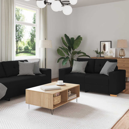 Sofa 3 pcs Sort 221 x 80 x 80 cm Linned-blandet stof