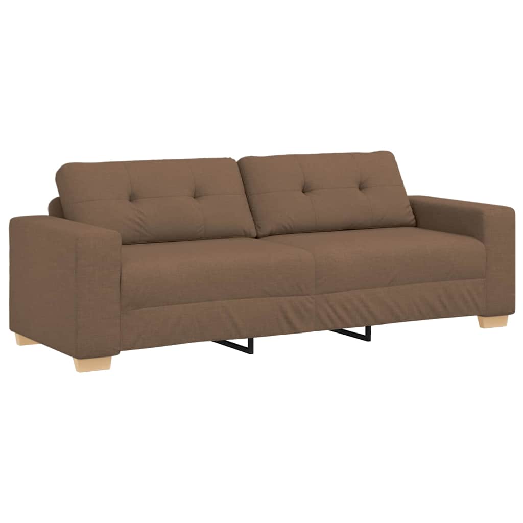 Sofa 3 pcs Brun Linned-blandet stof