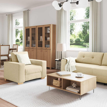 Sofa 3 pcs Creme 221 x 80 x 80 cm Linned-blandet stof