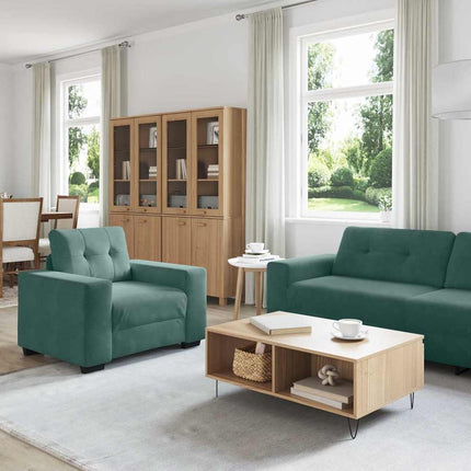 Sofa Sæt 3 pcs Mørkegrøn 221 x 80 x 80 cm Fløjl