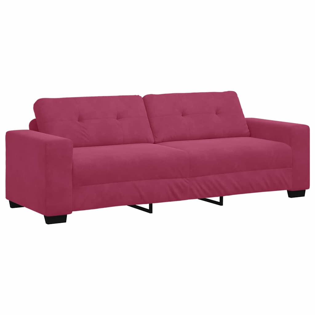 Sofa 3 pcs Vindrød Linned-blandet stof