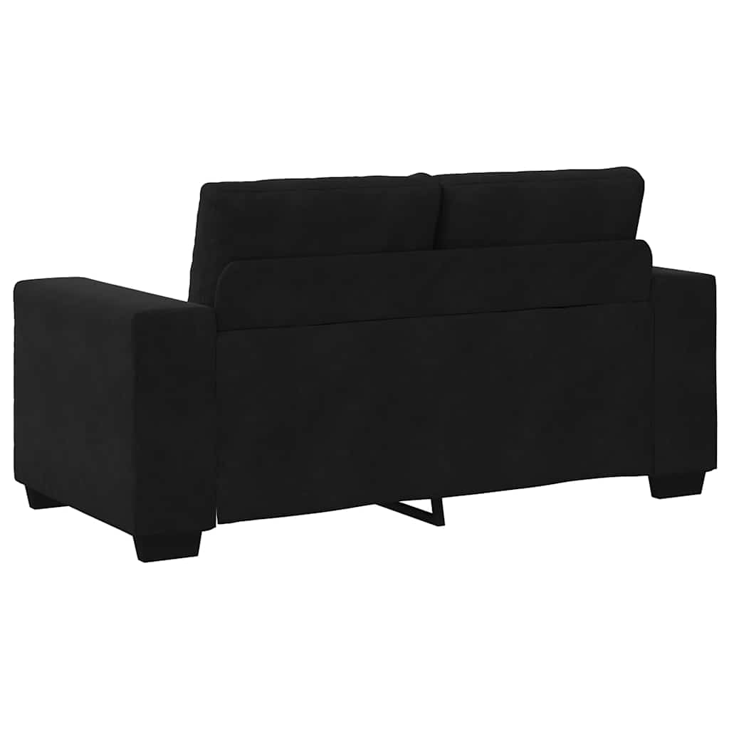 Sofa 3 pcs Sort Linned-blandet stof