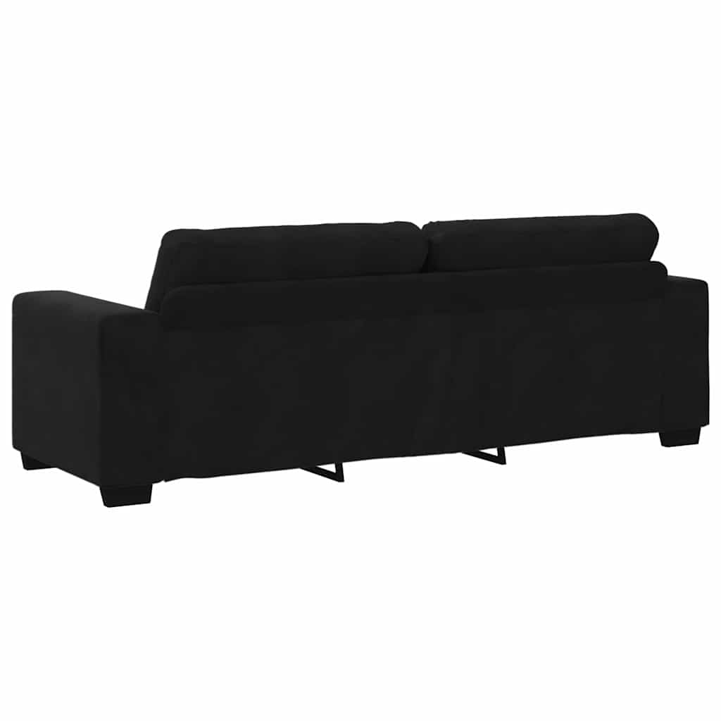 Sofa 3 pcs Sort Linned-blandet stof