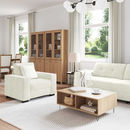 Sofa Sæt 3 pcs Creme 221 x 80 x 80 cm Fløjl