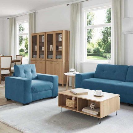 Sofa Sæt 3 pcs Blå 221 x 80 x 80 cm Fløjl