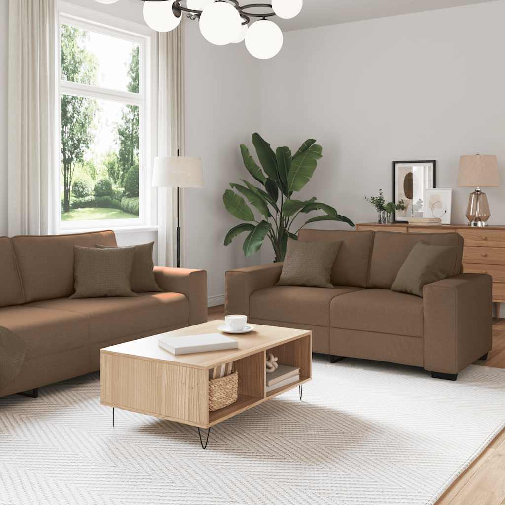 vidaXL 3-delt sofasæt med hynder brunt stof