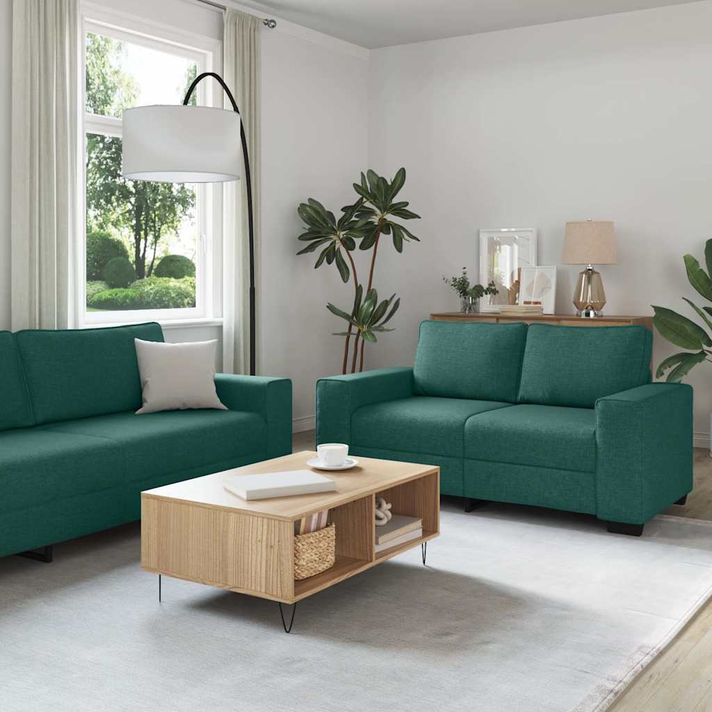 vidaXL 3-delt sofasæt med hynder mørkegrønt stof