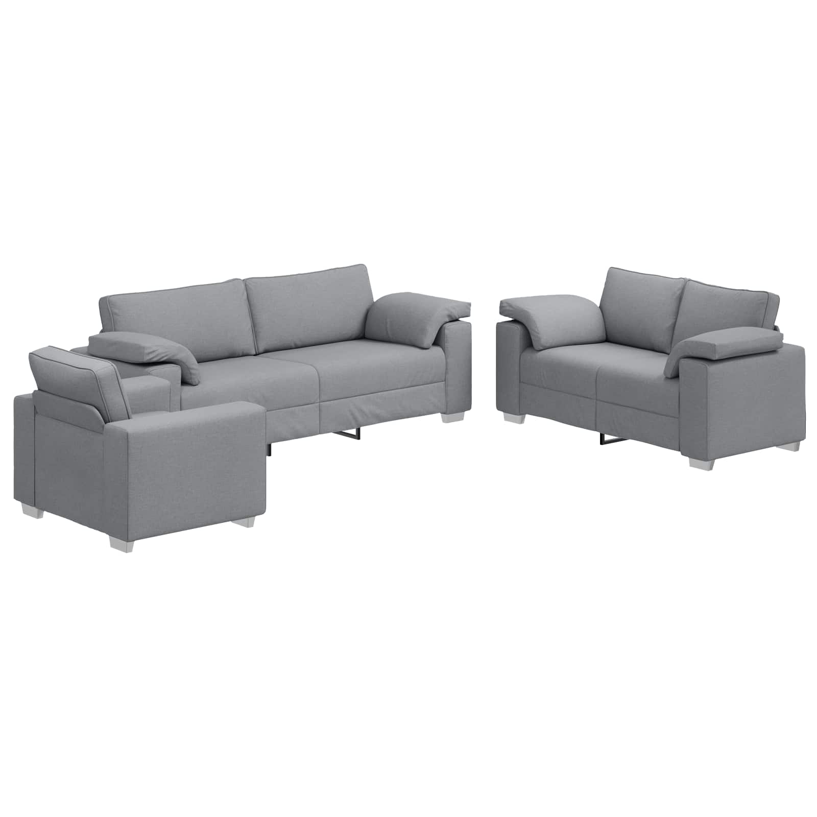 Sofa 3 pcs Lysegrå Linned-blandet stof