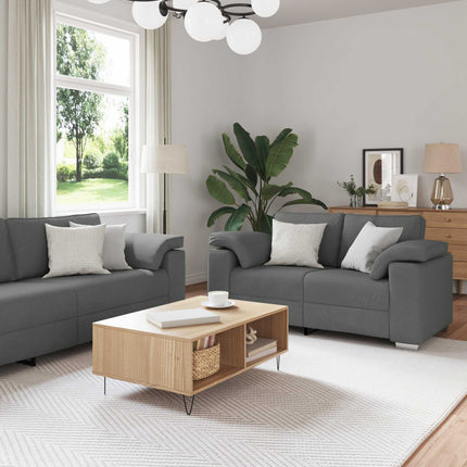 Sofa 3 pcs Mørkegrå 219 x 80 x 82 cm Linned-blandet stof