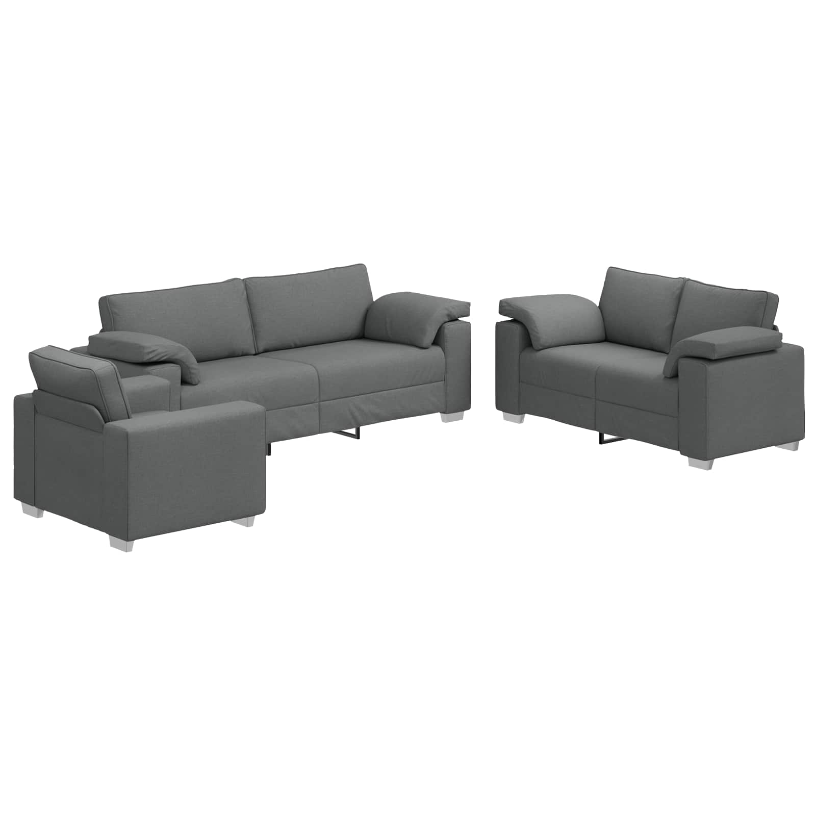 Sofa 3 pcs Mørkegrå Linned-blandet stof
