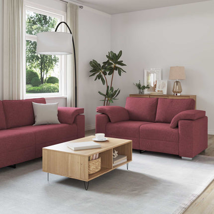 Sofa 3 pcs Vindrød 219 x 80 x 82 cm Linned-blandet stof
