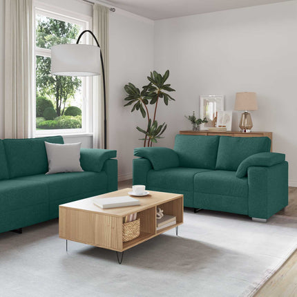Sofa 3 pcs Mørkegrøn 219 x 80 x 82 cm Linned-blandet stof