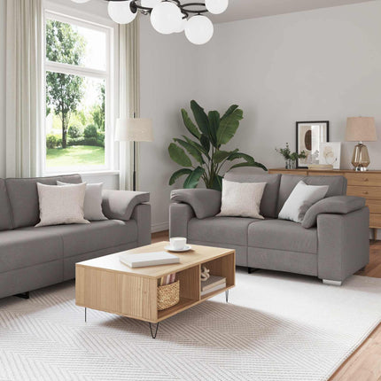 Sofa 3 pcs Gråbrun 219 x 80 x 82 cm Linned-blandet stof