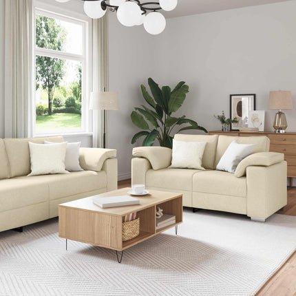 Sofa 3 pcs Creme 219 x 80 x 82 cm Linned-blandet stof