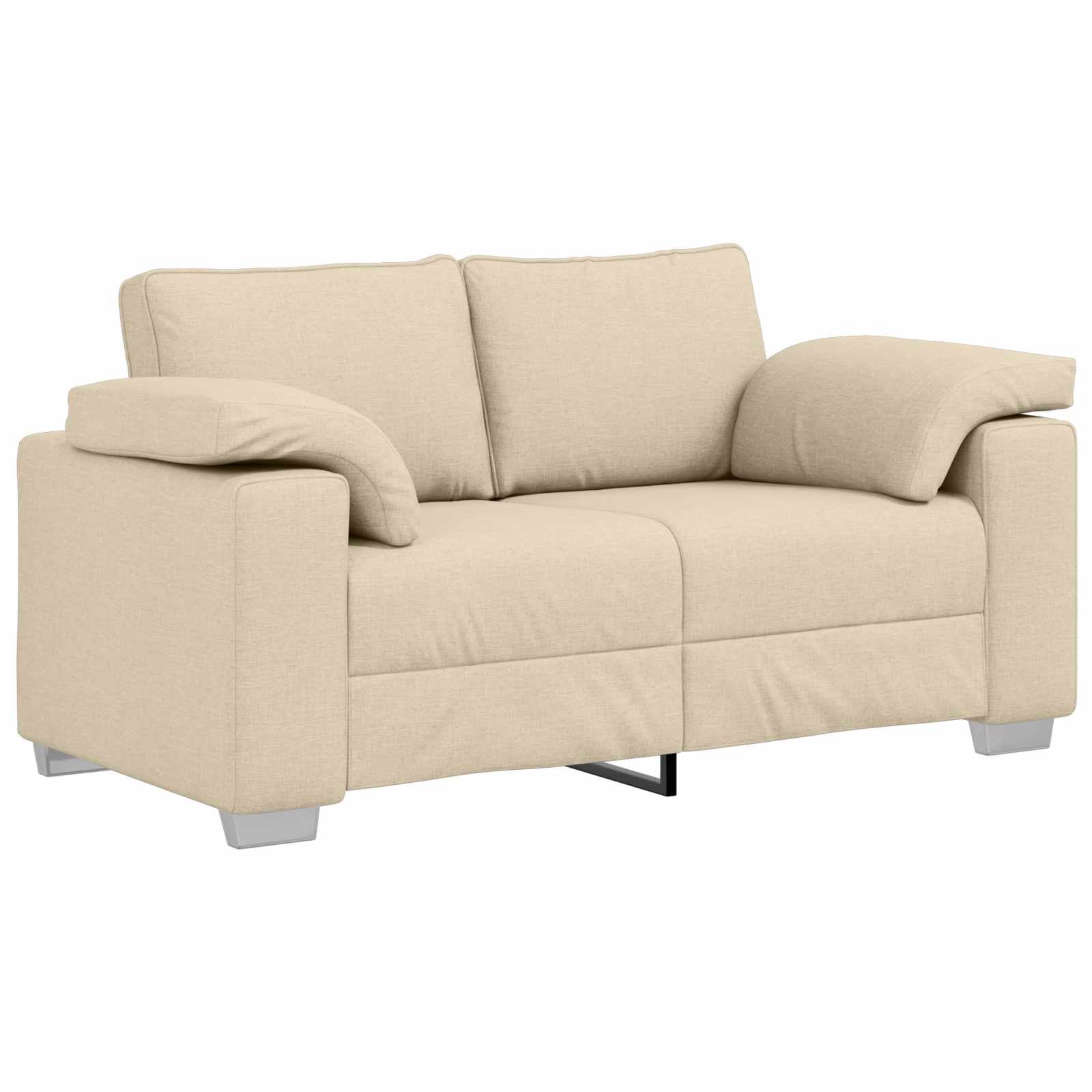 Sofa 3 pcs Creme Linned-blandet stof