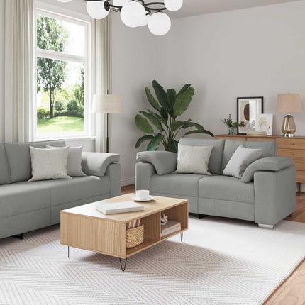 Sofa 3 stk. Skygrå Linned-blandet stof