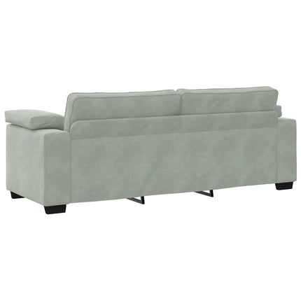 sofasæt 3 dele med hynder velour lysegrå