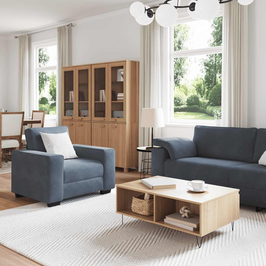 sofasæt 3 dele med hynder velour mørkegrå