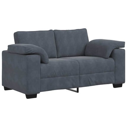 sofasæt 3 dele med hynder velour mørkegrå