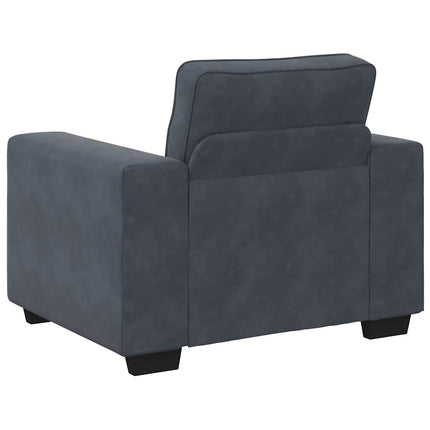 sofasæt 3 dele med hynder velour mørkegrå