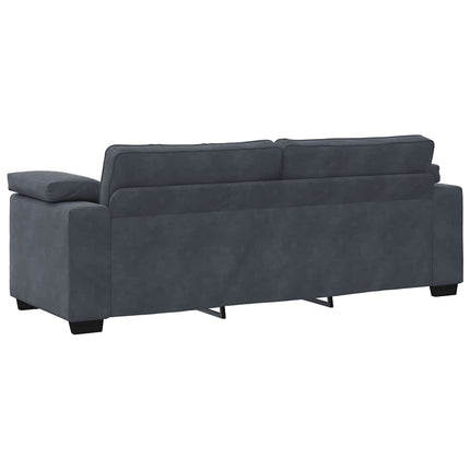 sofasæt 3 dele med hynder velour mørkegrå