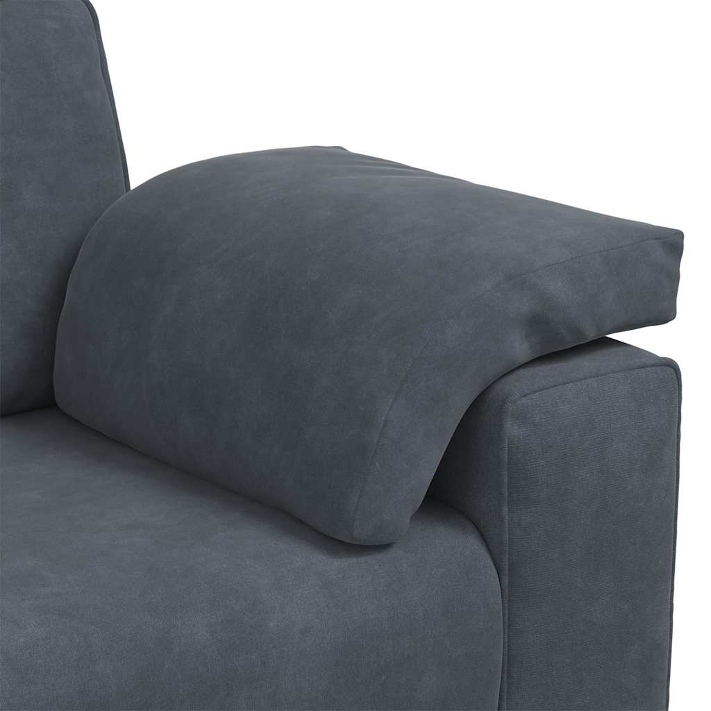 sofasæt 3 dele med hynder velour mørkegrå
