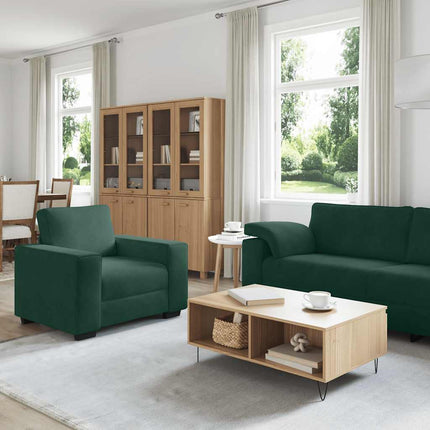 sofasæt 3 dele med hynder velour mørkegrøn