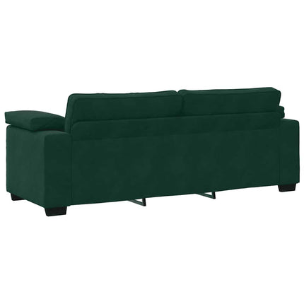 sofasæt 3 dele med hynder velour mørkegrøn