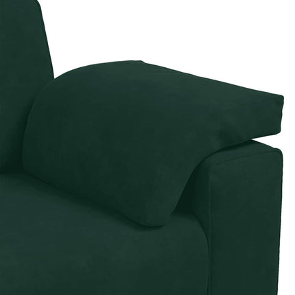 sofasæt 3 dele med hynder velour mørkegrøn
