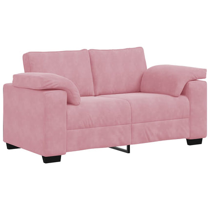sofasæt 3 dele med hynder velour lyserød