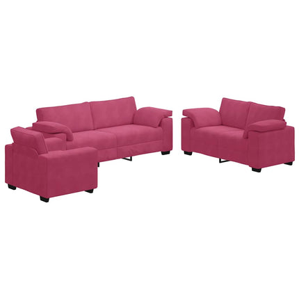 sofasæt 2 dele med hynder velour vinrød