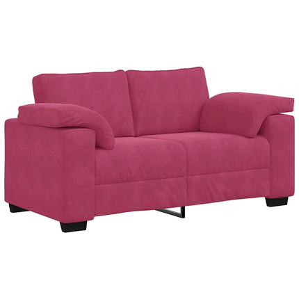 sofasæt 2 dele med hynder velour vinrød