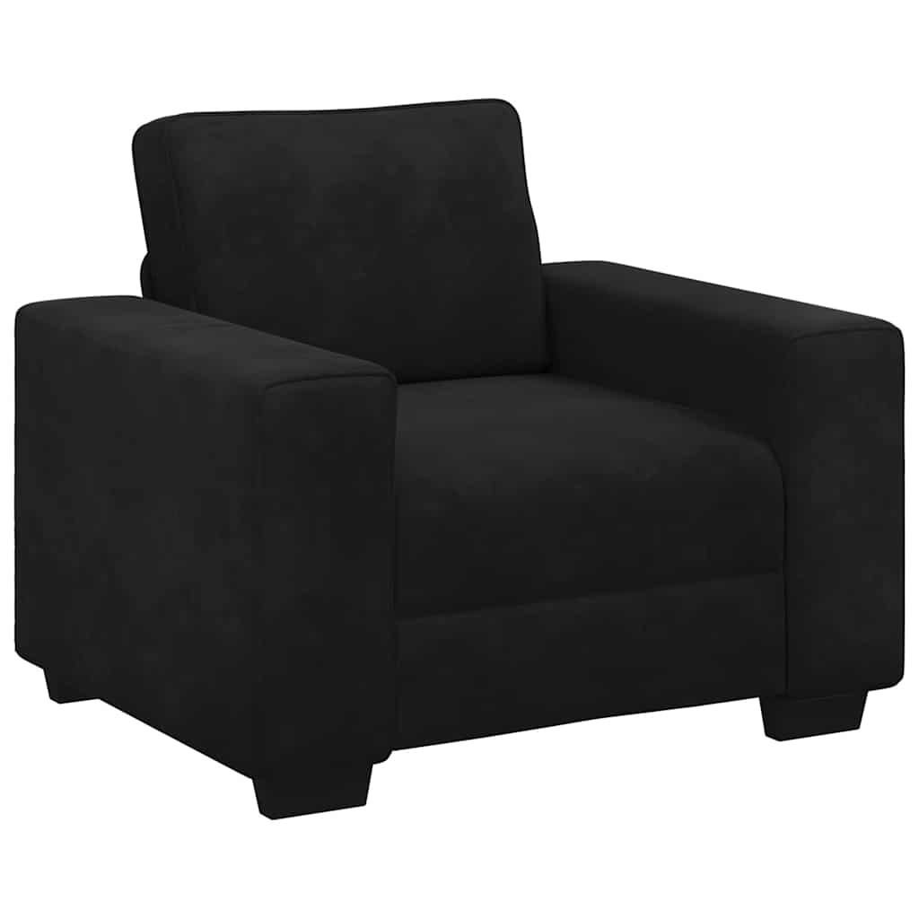 sofasæt 3 dele med hynder velour sort