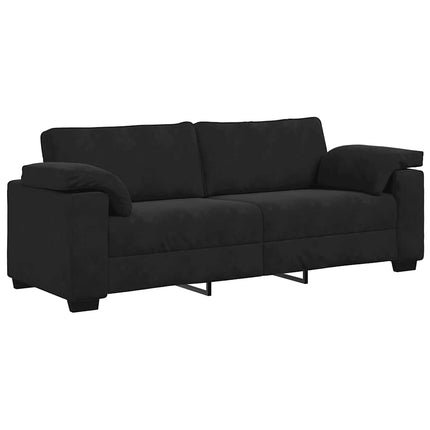 sofasæt 3 dele med hynder velour sort