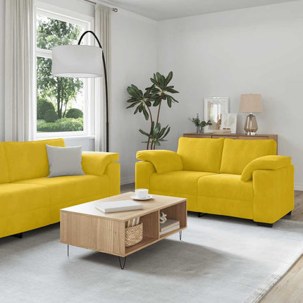 sofasæt 3 dele med hynder velour gul