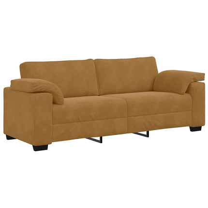 sofasæt 3 dele med hynder velour brun