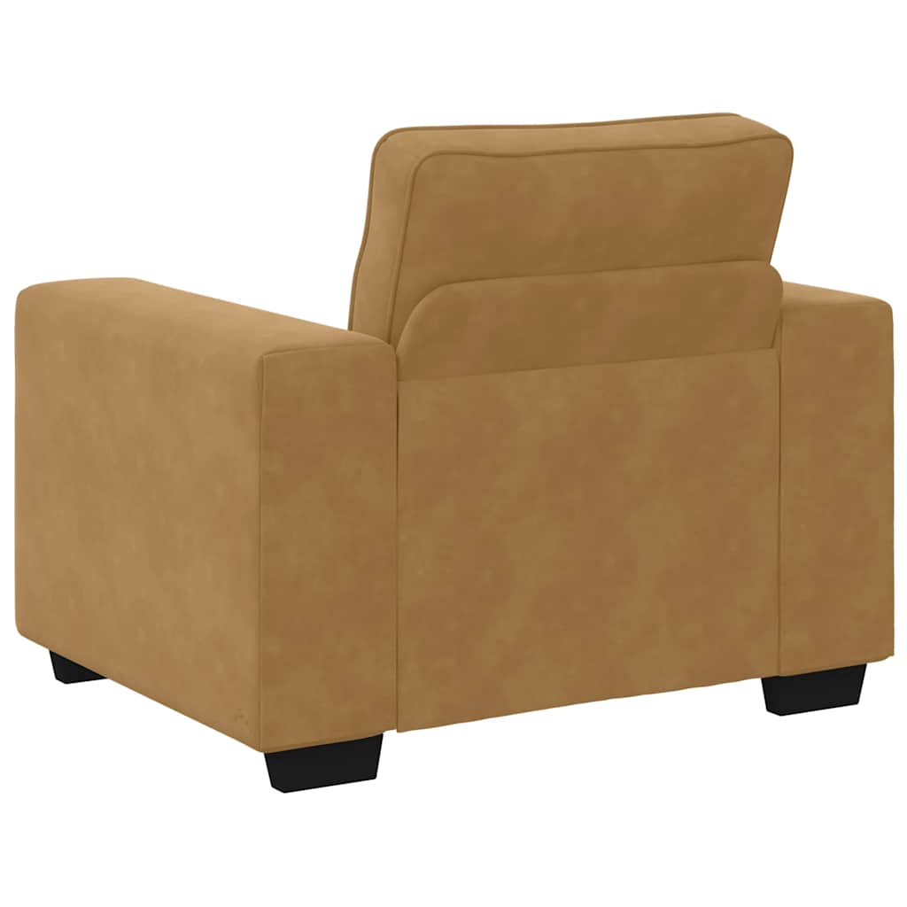 sofasæt 3 dele med hynder velour brun