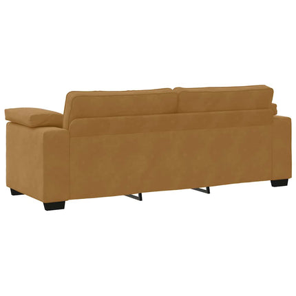 sofasæt 3 dele med hynder velour brun