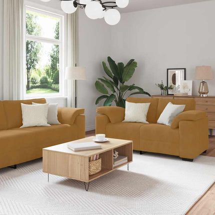 sofasæt 3 dele med hynder velour brun