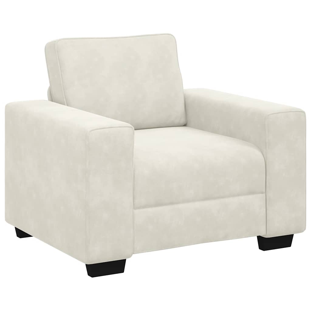 sofasæt 3 dele med hynder velour cremefarvet