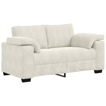 sofasæt 3 dele med hynder velour cremefarvet