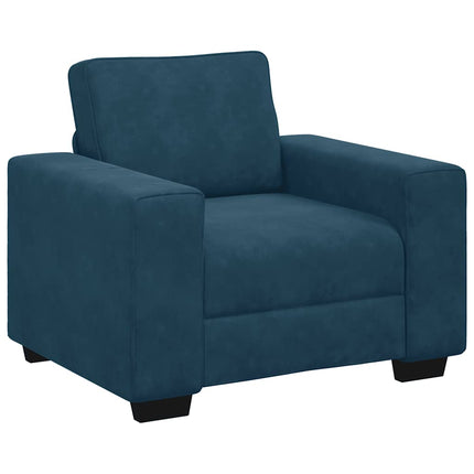 sofasæt 3 dele med hynder velour blå