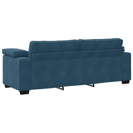 sofasæt 3 dele med hynder velour blå