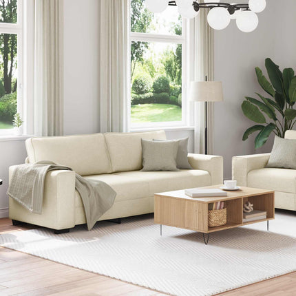 Sofa 2 pcs Beige 221 x 80 x 82 cm Linned-blandet stof