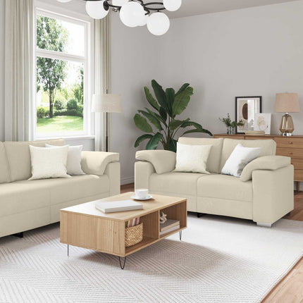 Sofa 2 pcs Beige 219 x 80 x 82 cm Linned-blandet stof