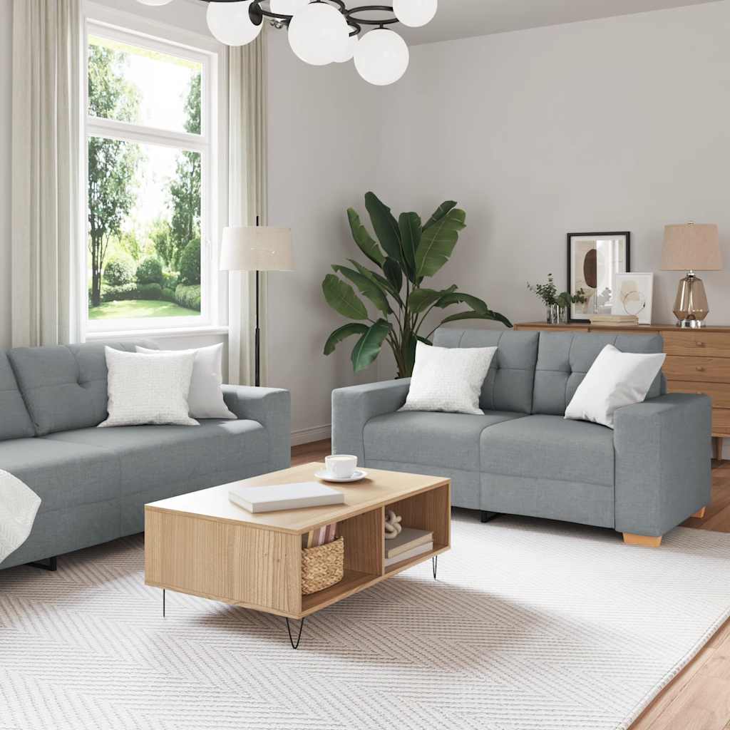 vidaXL 2-delt sofasæt med hynder lysegråt stof