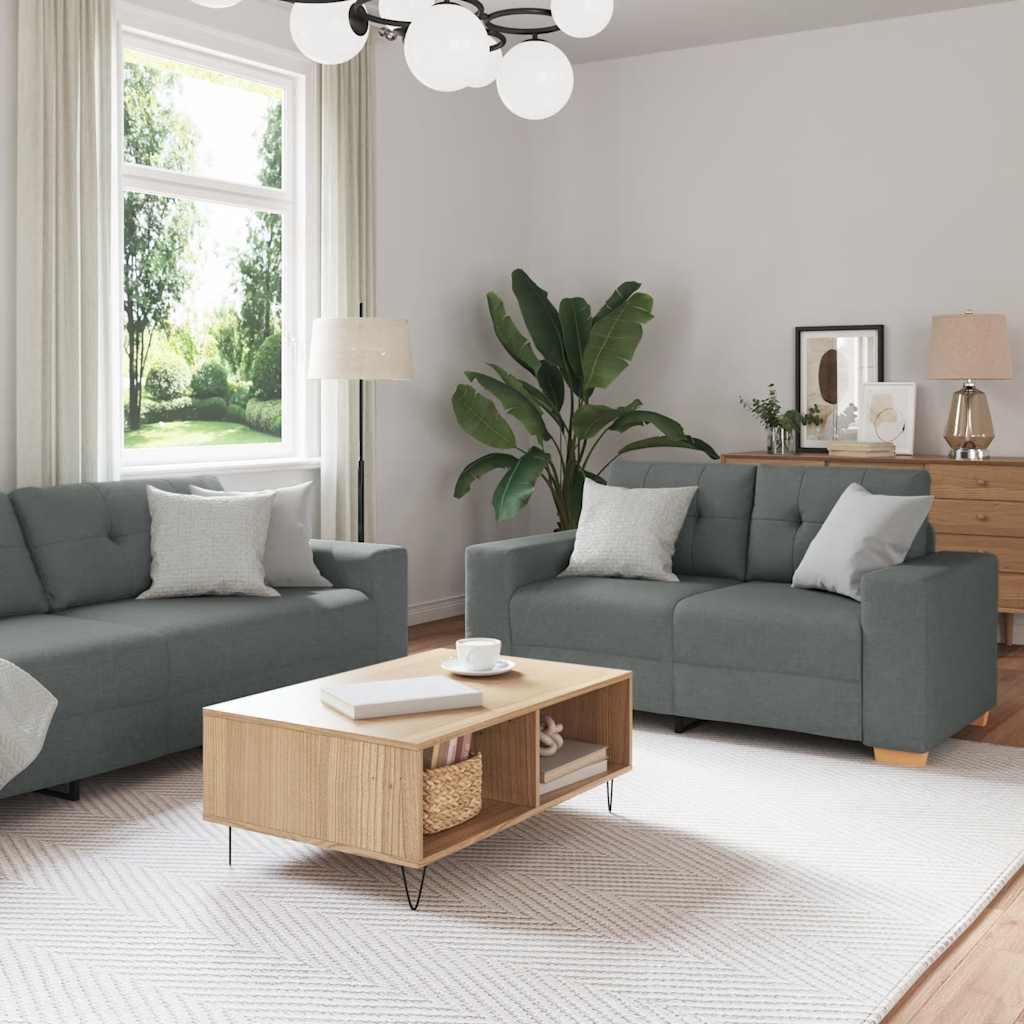 vidaXL 2-delt sofasæt med hynder mørkegråt stof