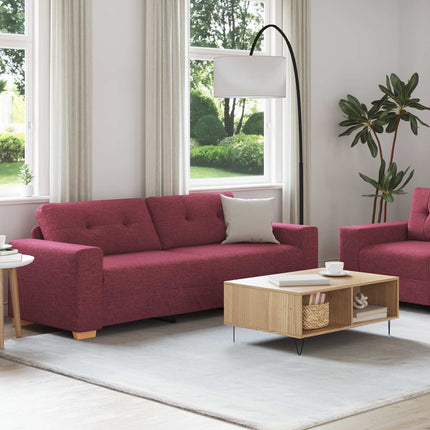 Sofa 2 stk. Vinrød Linned-blandet stof