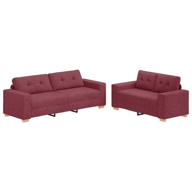 Sofa 2 stk. Vinrød Linned-blandet stof