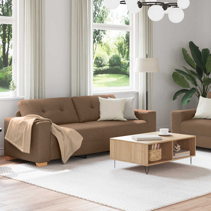Sofa 2 stk. Brun Linned-blandet stof